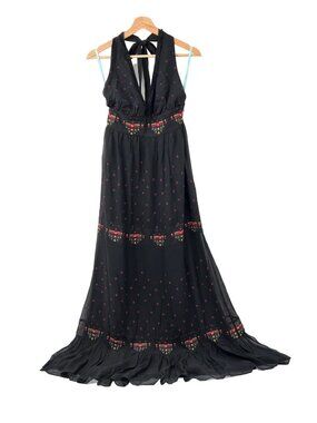Marciano Pure Silk Embroidred Maxi Dress